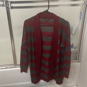 Red and Grey Stripped Cardigan